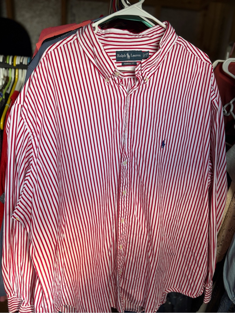 Ralph Lauren Red & White Striped Button-Down Shirt 4XB